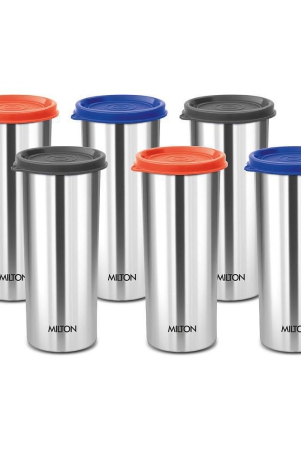 milton-stainless-steel-tumbler-with-lid-set-of-6-530-ml-each-assorted-lid-color-may-vary-office-gym-yoga-home-kitchen-hiking-treking-travel-tumbler-assorted