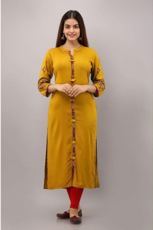 preksha-mustard-rayon-womens-front-slit-kurti-pack-of-1-none