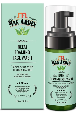 man-arden-anti-acne-neem-foaming-face-wash-helps-fight-acne-cleanses-dirt-and-dullness-infused-with-olive-leaf-extract-and-aloe-vera-120ml