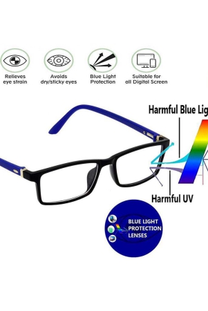 Hrinkar Rectangle Computer Glasses with Anti-Glare and Blue Ray Cut Lenses for Office, Gaming, Online Classes and Mobile/Computer Eye Protection Blue and Black Frame for Men & Women