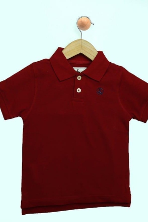 Boys Maroon Solid Polo T-Shirt