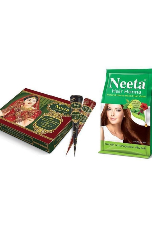 neeta-12pcs-mehendi-cone-with-hair-henna-permanent-hair-color-brown-natural-henna-125-g