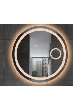Round Wall Silver Bathroom Mirror Glass with LED Light Lamp