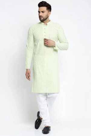 jompers-mens-dark-green-embroidered-kurta-payjama-sets-s-green