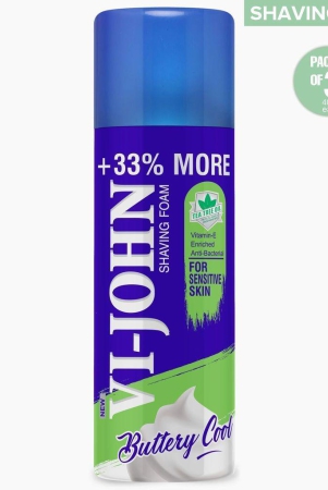 VI-JOHN Shaving Foam For Sensitive Skin With Tea Tree Oil, Vitamin E & Bacti Guard Formula Skin 400 GM (Pack Of 3 - 1200 GM)