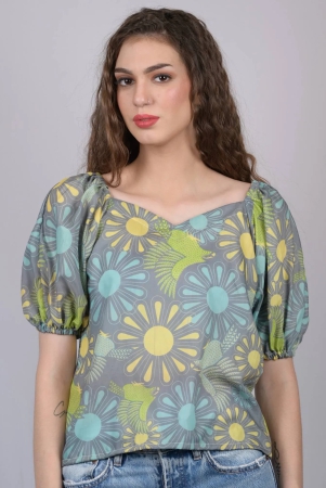 womens-olive-green-floral-print-v-neck-top-otl-tps1036-green-l