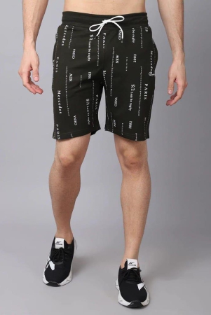 rodamo-men-green-printed-slim-fit-shorts