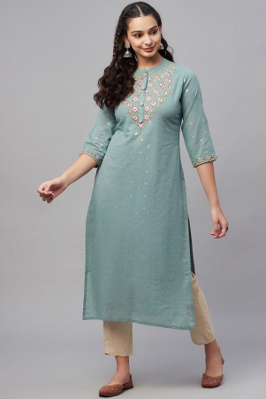 amiras-indian-ethnicwear-teal-cotton-womens-straight-kurti-pack-of-1-none