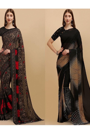 leelavati-black-georgette-saree-with-blouse-piece-pack-of-2-black