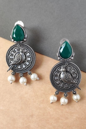 beautiful-silver-look-alike-oxidised-bird-design-stud-dangler-earrings-for-women-and-girls-for-diwali-festival-ethnic-wear