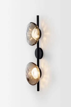 Hdc Modern Light Luxury Smoky Glass Circle 2 Light Wall Sconce Lamp