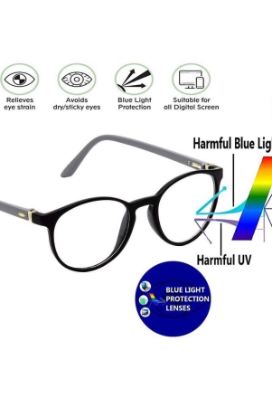 Hrinkar Oval Computer Glasses with Anti-Glare and Blue Ray Cut Lenses for Office, Gaming, Online Classes and Mobile/Computer Eye Protection Black and Grey Frame for Men & Women