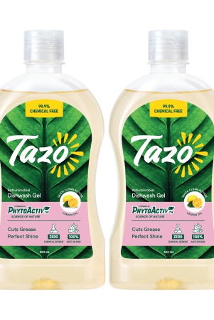 Tazo Chemical-Free Dishwash Liquid Gel with Lemon Oil , 550 ml - Pack of 2