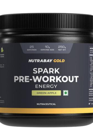 nutrabay-gold-spark-pre-workout-supplement-powder-250g-green-apple-300mg-caffeine-1000mg-l-arginine-3000mg-beta-alanine-2500mg-citrulline-malate-muscle-pump-performance-for-men-women