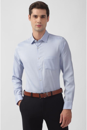 Men Blue Slim Fit Formal Full Sleeves Formal Shirt