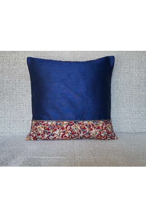 kalamkari-maroon-print-mix-n-match-royal-blue-dupion-silk-cushion-cover-size-16x16