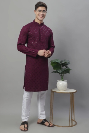 mens-purple-chikankari-embroidered-and-sequence-kurta-with-pyjama-xl-purple