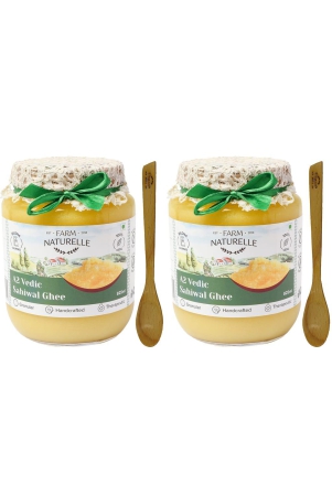 farm-naturelle-a2-desi-cow-ghee-from-grass-fed-sahiwal-cowsvedic-bilona-method-curd-churned-golden-grainy-aromatic-keto-friendly-non-gmo-lab-tested-glass-jar-750ml75ml-extrawooden-spoons-x-2-sets