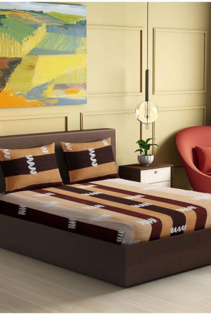 abhikram-brown-cotton-double-bedsheet-with-2-pillow-covers-brown