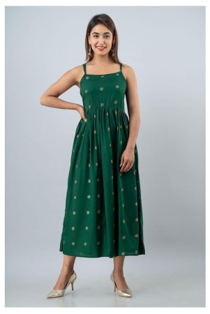 fabrr-rayon-green-fit-and-flare-dress-m