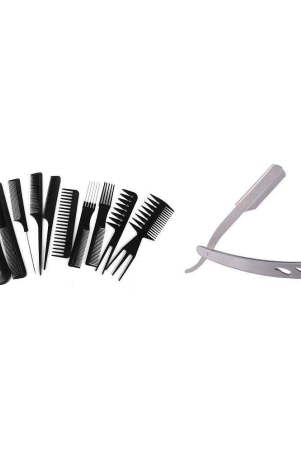 lenon-professional-10-pcs-comb-with-stainless-steel-salon-razor-pack-of-2