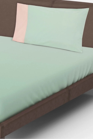 Solid Colour 100% Cotton, 270 TC Single Bedsheet with Colour Accent Pillow Cover Pista