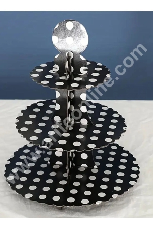 cake-decor-3-tier-large-polka-dots-printed-round-cardboard-cupcake-stand-black