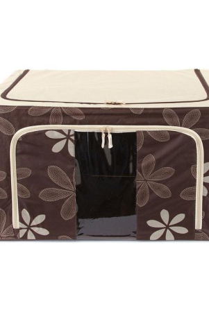 UberLyfe Foldable Cloth Storage Box with Steel Frames (Brown, 66L)