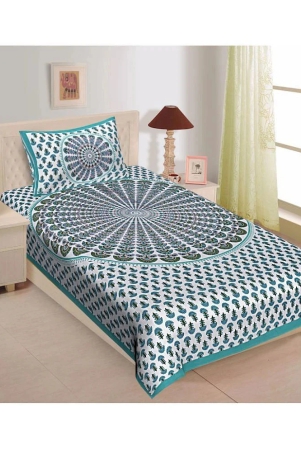 uniqchoice-cotton-single-bedsheet-with-1-pillow-cover-229-cm-x-153-cm-green