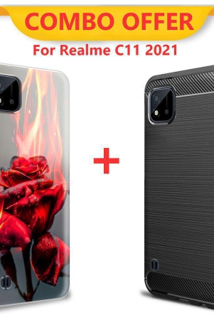 NBOX Printed Cover For Realme C11 2021 Premium look case Pack of 2