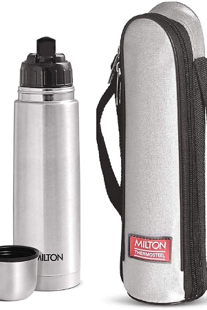 Milton Thermosteel Flip Lid Flask - Stainless Steel Insulated Bottle for Hot and Cold Beverages - 500 ML / 1000 ML - Silver