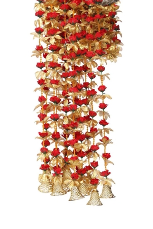 smizzy-decoration-flowers-garlands-for-decoration-hanging-red-golden-with-bells-155-cm-5-ft-long-pack-of4-garland-for-decoration-festival-navratri-diwali-marriages-temple-and-homeoffice