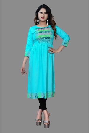 haya-fashion-turquoise-rayon-womens-straight-kurti-pack-of-1-none