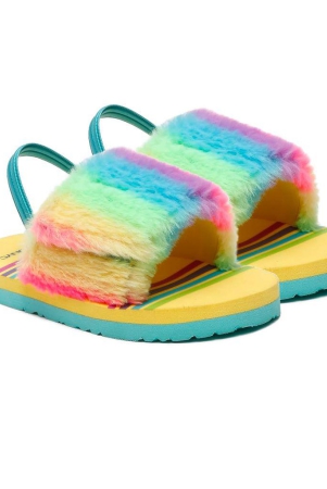 ONYC Kids Rainbow Slippers for Girls with Adjustable Strap - Yellow