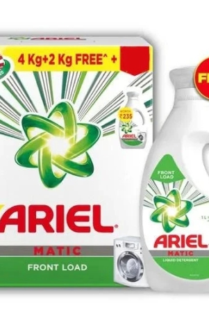 Ariel Matic Laundry Detergent Powder - Front Load, 4 + 2 Kg (Get 2 L Matic Liquid Free)