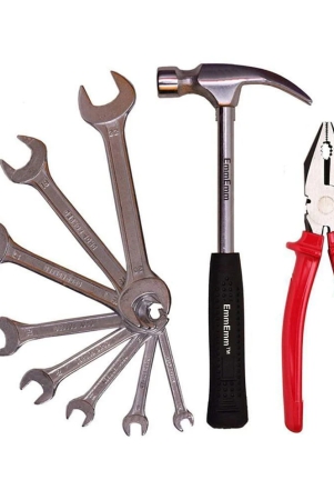 emmemm-premium-combo-of-claw-hammer-combination-plier-8-pcs-open-ended-spanner-set