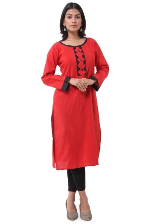 deshbandhu-dbk-red-cotton-womens-straight-kurti-none