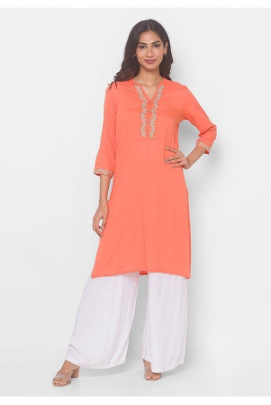 globus-peach-viscose-womens-straight-kurti-m