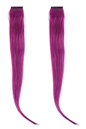 RefynHair - 100% Natural Human Hair Extensions Wigs | Wine Color Streax | 16 Inches | Pack of 2 | Streaks Highlighter For Women And Girls | Rainbow Color Hair Extensions for Festival Party