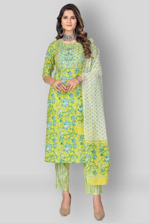 Vbuyz - Yellow Straight Cotton Women's Stitched Salwar Suit ( Pack of 1 ) - XL