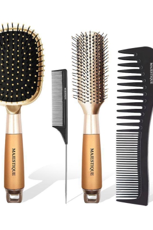 majestique-4pcs-hair-brush-set-paddle-styling-tail-comb-wide-tooth-comb