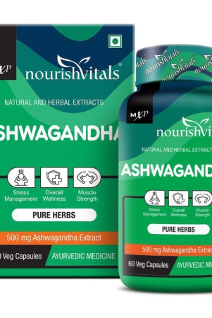 NourishVitals Ashwagandha Pure Herbs, 500 mg Ashwagandha Extract, 60 Veg Capsules