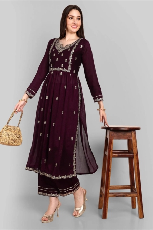 women-embroidered-vichitra-silk-kurta-pant-set-in-wine-color-xl