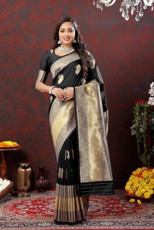 black-soft-silk-woven-design-gold-zari-weaving-saree