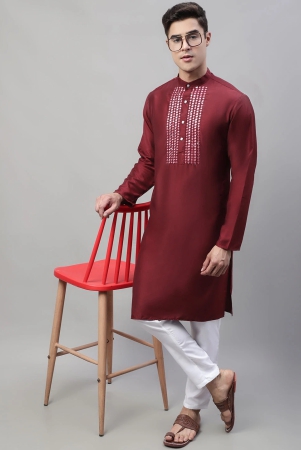 mens-maroon-cotton-silk-mirror-work-kurta-pyjama-s-maroon