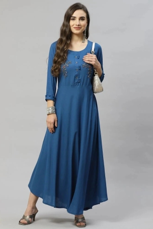 highlight-fashion-export-rayon-blue-a-line-dress-single-m