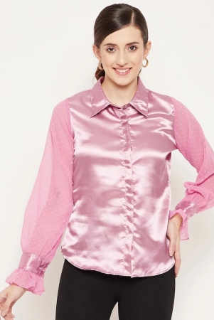 women-pink-satin-casual-shirt