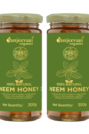 sanjeevani-100-natural-neem-honay-combo-pack-600g-300gx2-pack-of-2-raw-unpasteurized-honey-glass-jar-value-pack-of-2