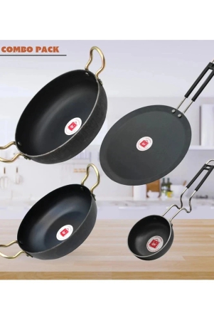 lazywindow-black-iron-no-coating-cookware-sets-set-of-4-