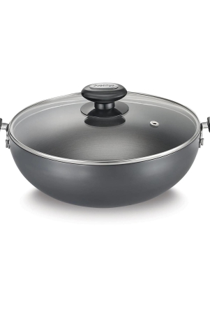 Prestige Hard Anodised Plus Gas and Induction Compatible Kadai  30 cm, Black